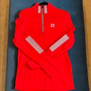 Red Quarter-Zip NEWLAND Pullover with Striped Accents